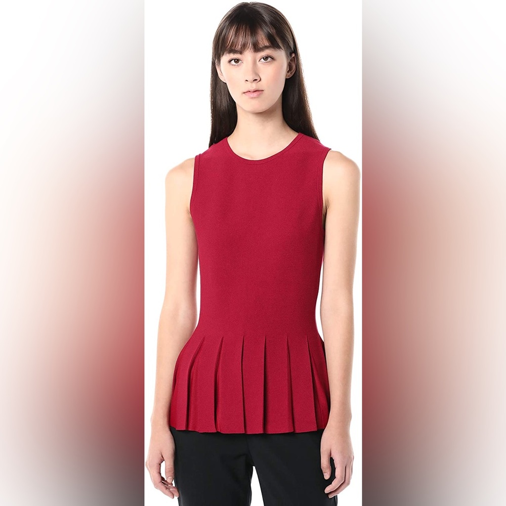 THEORY red pleated peplum top in excellent condition!